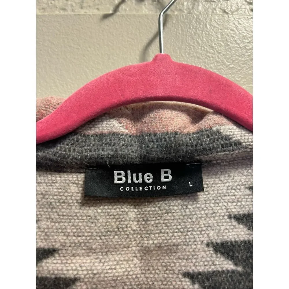 Blue B Collection Grey & Pink Aztec Button Up Shacket Woman’s Size Large - Picture 5 of 7